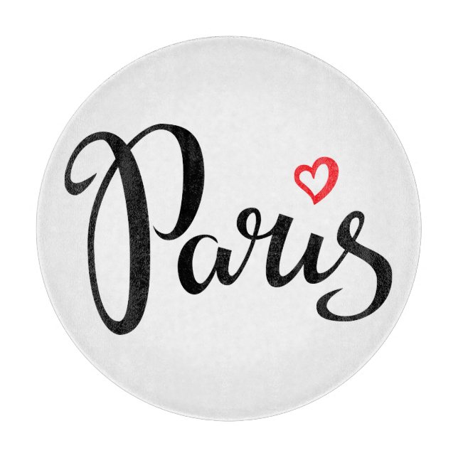 Paris Brush Lettering With Heart Cutting Board (Front)