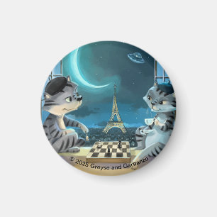 Paris by Night Circle Magnet (Various sizes)