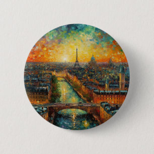 Paris by night van Gogh style 6 Cm Round Badge