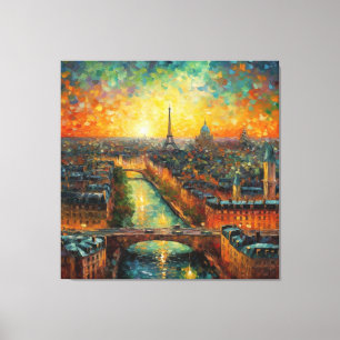 Paris by night van Gogh style Canvas Print