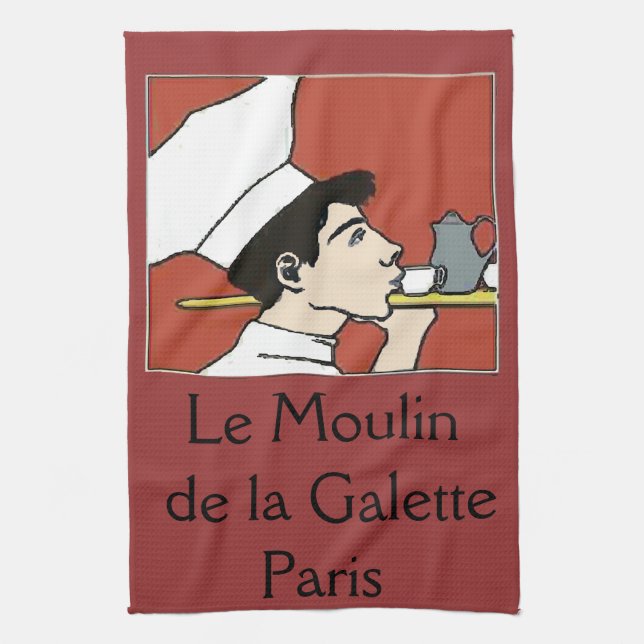 Paris Cafe, add text Tea Towel (Vertical)