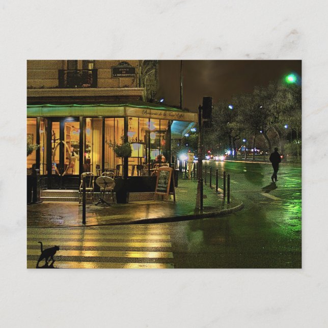 Paris Cafe at Night Postcard (Front)