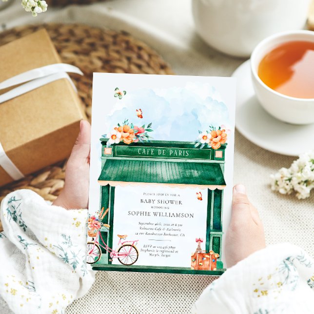 Paris Cafe Boulangerie Watercolor Baby Shower Invitation (Creator Uploaded)