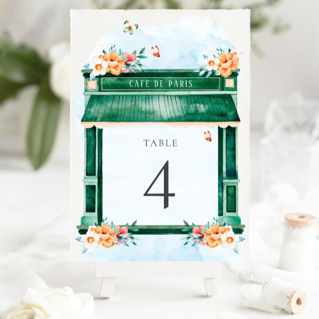 Paris Cafe Boulangerie Watercolor Table Number (Creator Uploaded)