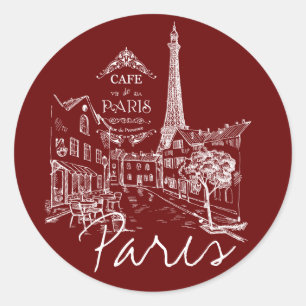 Paris cafe  classic round sticker