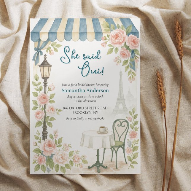 Paris Cafe She Said Oui Bridal Shower  Invitation (Creator Uploaded)