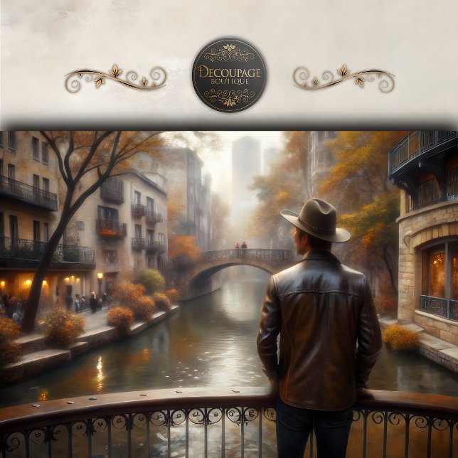 Paris Canal Autumn Reflection Decoupage Tissue Paper (Paris Canal Autumn Reflection Decoupage Tissue Paper)