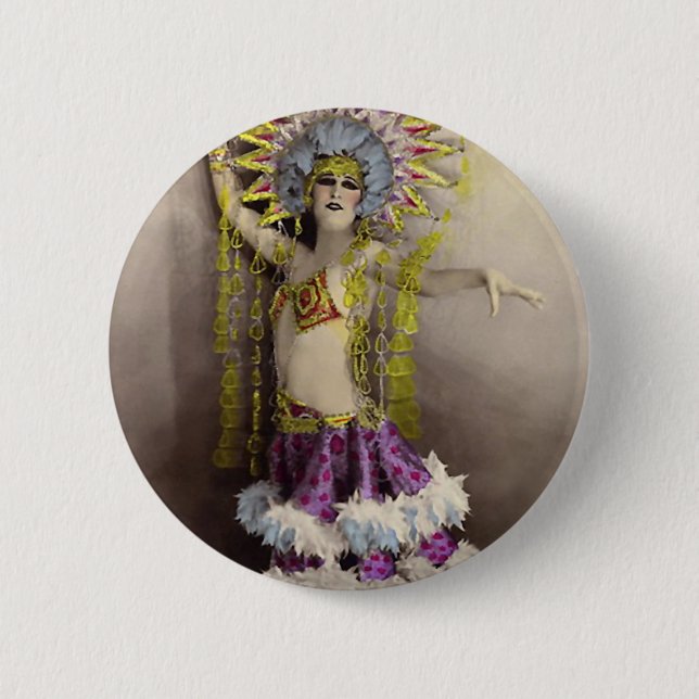 Paris Casino Costumed Dancer 6 Cm Round Badge (Front)