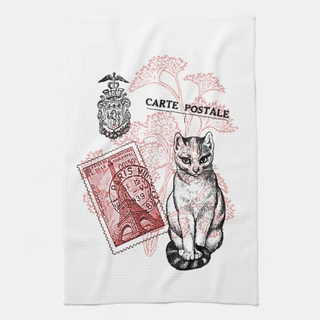 Paris Cat Tea Towel (Vertical)