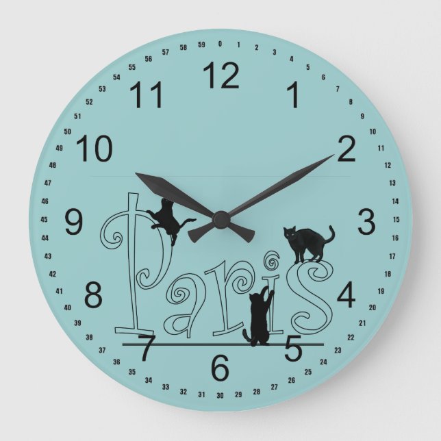 Paris Cats Large Clock (Front)