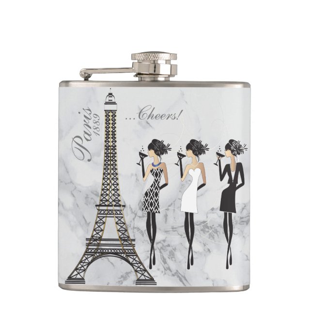 Paris Celebration Flask on Grey Marble (Front)