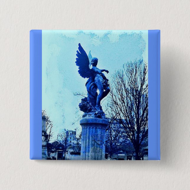 Paris Cemetary Angel 15 Cm Square Badge (Front)