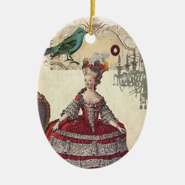 Paris Chandelier french queen  Marie Antoinette Ceramic Tree Decoration (Front)