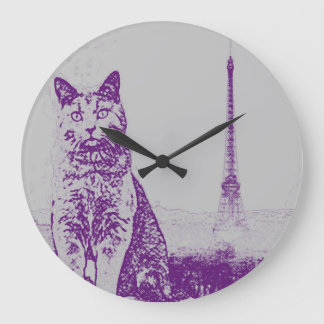 Paris Chartreux Cat Large Clock