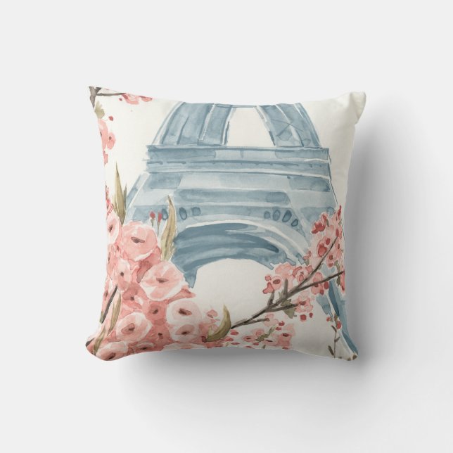 Paris Cherry Blossoms Cushion (Front)
