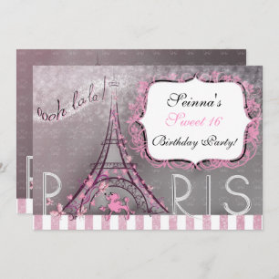 Paris Chic Sparkle Eiffel Tower Party Sweet 16 Invitation