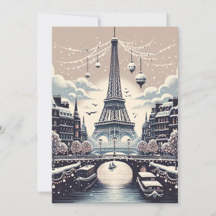 Paris Christmas Card – Eiffel Tower Winter Holiday