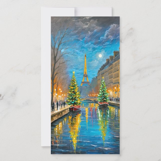 Paris Christmas Night Holiday Card (Front)