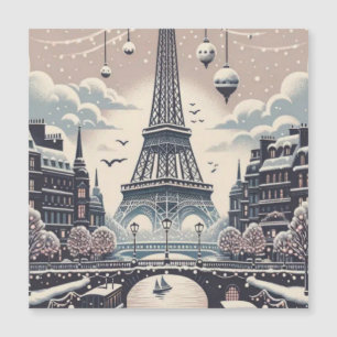 Paris Christmas Poster – Snowy Winter Skyline