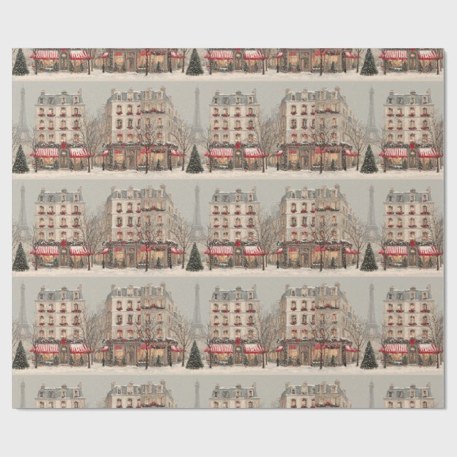 Paris Christmas Wrapping Paper (Flat)