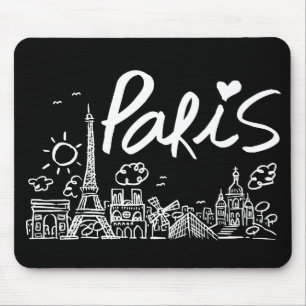 Paris City Doodle Mouse Pad