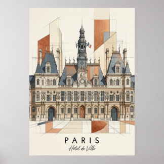 Paris, City Hall – Contemporary Mural Art Poster