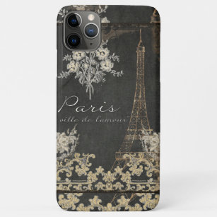 Paris City of Love Eiffel Tower Chalkboard Floral iPhone 11 Pro Max Case