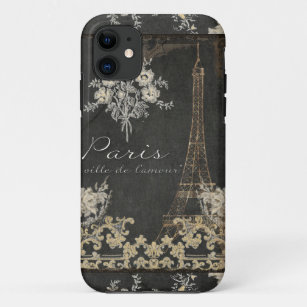 Paris City of Love Eiffel Tower Chalkboard Floral iPhone 11 Case