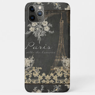 Paris City of Love Eiffel Tower Chalkboard Floral iPhone 11 Pro Max Case