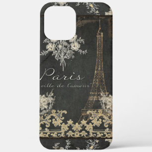 Paris City of Love Eiffel Tower Chalkboard Floral iPhone 12 Pro Max Case