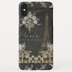 Paris City of Love Eiffel Tower Chalkboard Floral iPhone XS Max Case