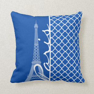 Paris; Cobalt Blue Quatrefoil Cushion