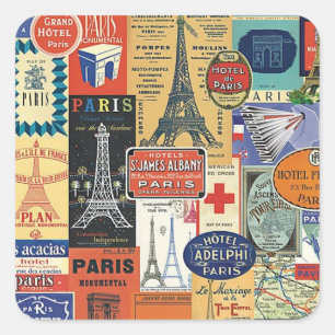 Paris collage square sticker