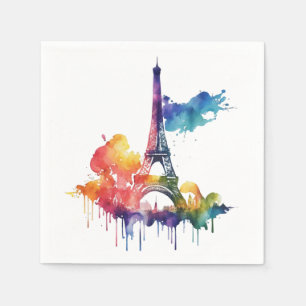 Paris design with colourful splatters napkin
