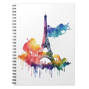 Paris design with colourful splatters notebook