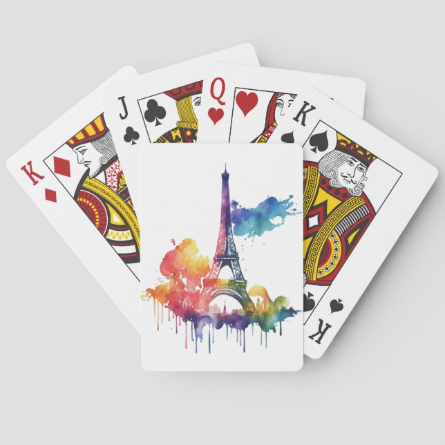 Paris design with colourful splatters playing cards (Back)
