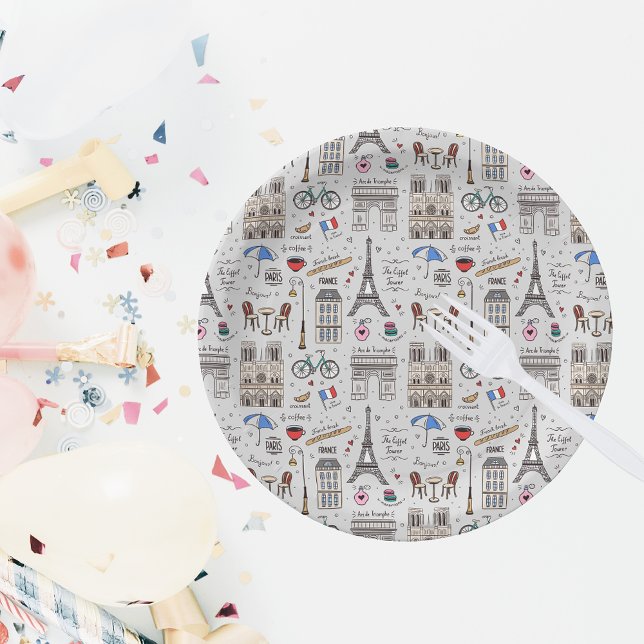 Paris Doodles Paper Plate (Creator Uploaded)