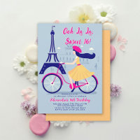 Paris Eiffel Bicycle Ooh La Blue Yellow Sweet 16