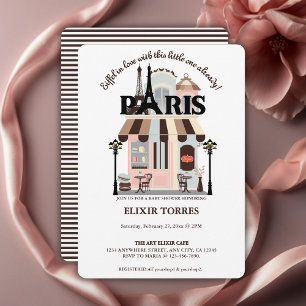 Paris Eiffel in Love French Cafe Baby Shower  Invitation