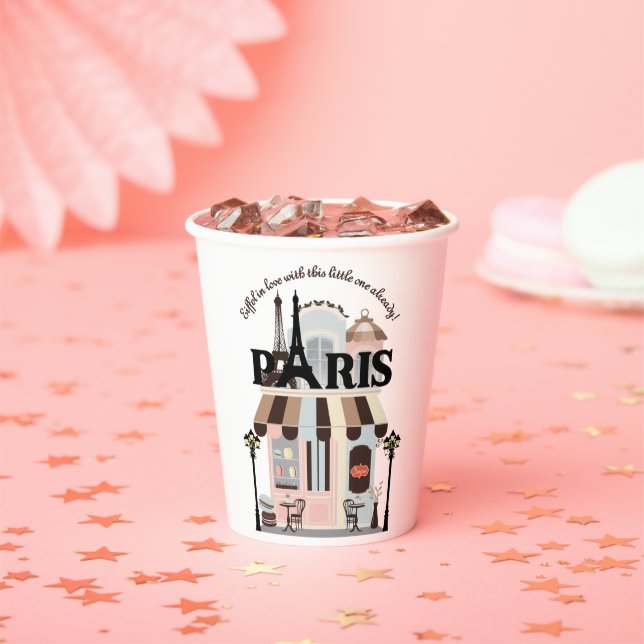 Paris Eiffel in Love French Cafe Baby Shower  Paper Cups (Insitu)