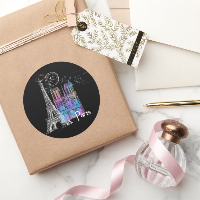 Paris Eiffel Notre Dame Rainbow French Sticker (Gifting)