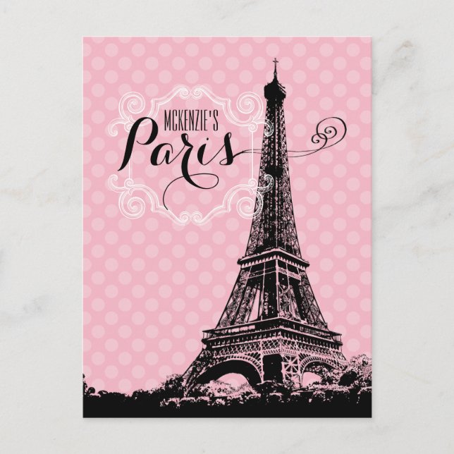 Paris Eiffel Tower Add Name Postcard (Front)