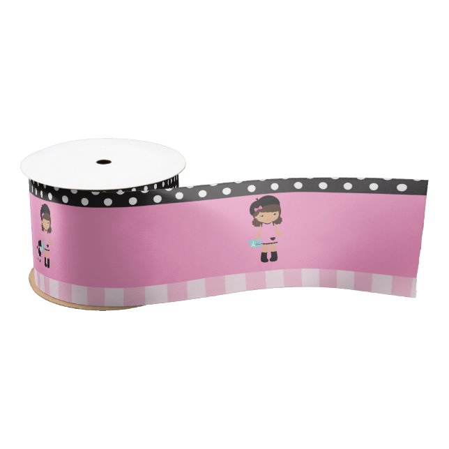 Paris Eiffel Tower African American Girl Satin Ribbon (Spool)