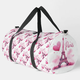 Paris Eiffel Tower and Heart Duffle Bag