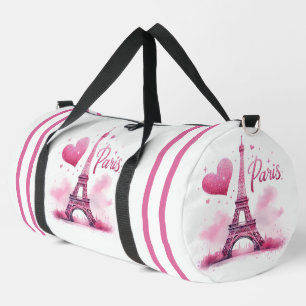 Paris Eiffel Tower and Heart Duffle Bag