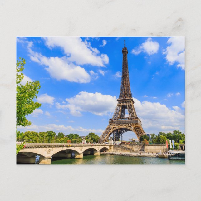 Paris, Eiffel Tower and river Seine, France. Holiday Postcard (Front)