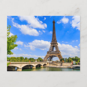 Paris, Eiffel Tower and river Seine, France. Postcard