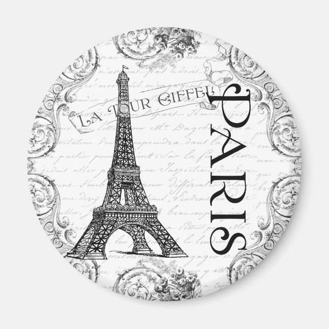Paris Eiffel Tower and Scrolls Magnet (Front)