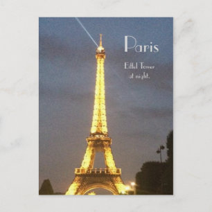 Paris: Eiffel Tower at night. Postcard