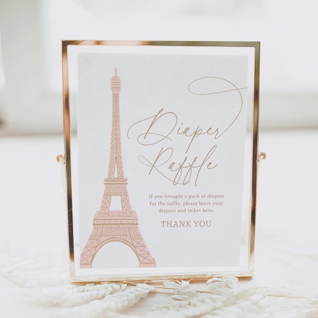 Paris Eiffel Tower Baby Shower Diaper Raffle Sign (Creator Uploaded)